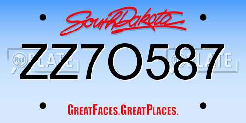 ZZ7O587 South Dakota License Plate