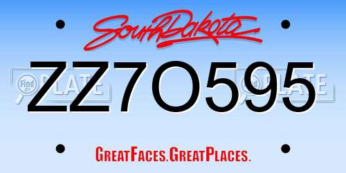 ZZ7O595 South Dakota License Plate