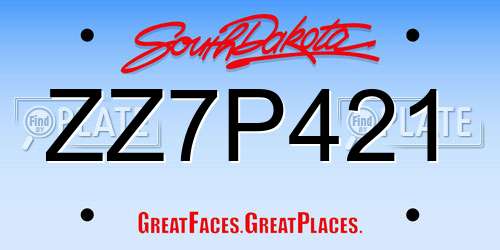 ZZ7P421 South Dakota License Plate
