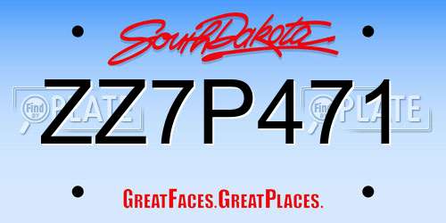 ZZ7P471 South Dakota License Plate