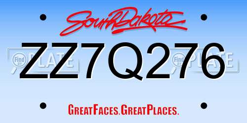 ZZ7Q276 South Dakota License Plate