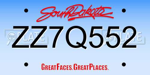 ZZ7Q552 South Dakota License Plate