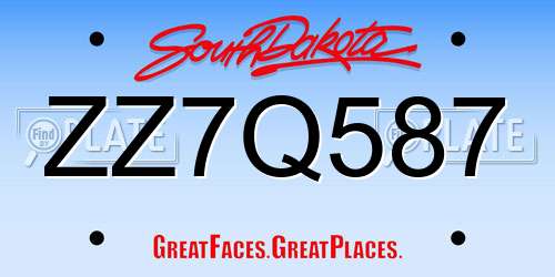 ZZ7Q587 South Dakota License Plate
