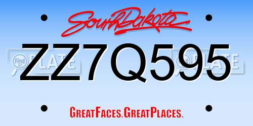 ZZ7Q595 South Dakota License Plate
