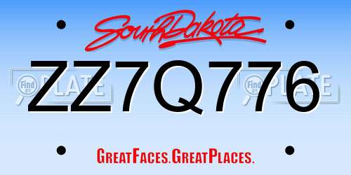 ZZ7Q776 South Dakota License Plate