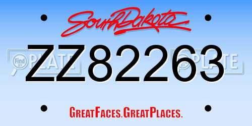 ZZ82263 South Dakota License Plate