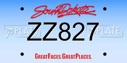 ZZ827 South Dakota License Plate