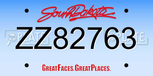 ZZ82763 South Dakota License Plate