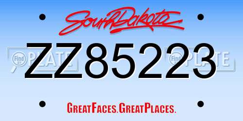 ZZ85223 South Dakota License Plate