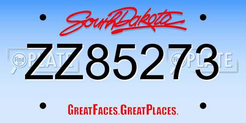 ZZ85273 South Dakota License Plate