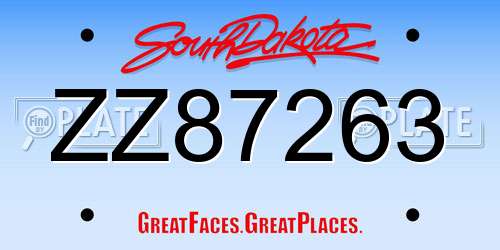 ZZ87263 South Dakota License Plate