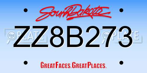 ZZ8B273 South Dakota License Plate