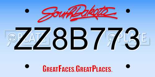 ZZ8B773 South Dakota License Plate