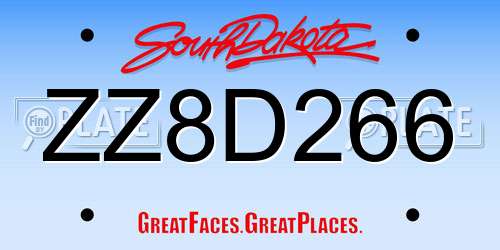 ZZ8D266 South Dakota License Plate