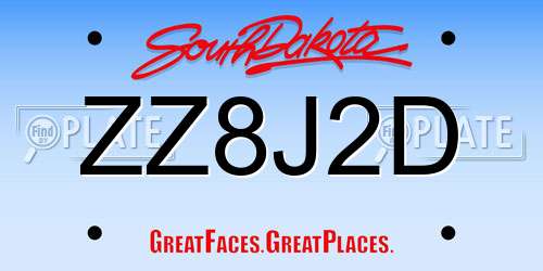 ZZ8J2D South Dakota License Plate
