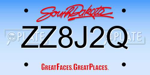 ZZ8J2Q South Dakota License Plate