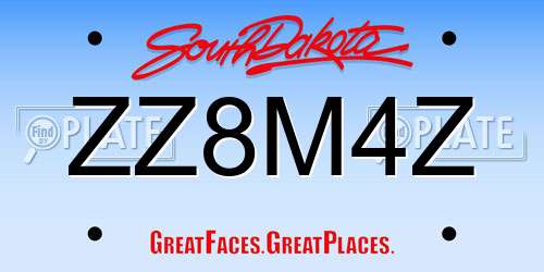 ZZ8M4Z South Dakota License Plate