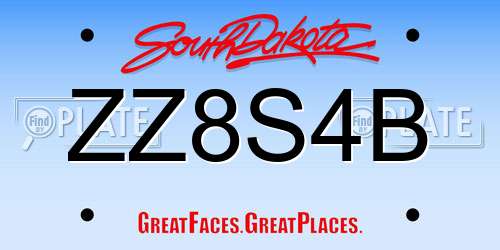 ZZ8S4B South Dakota License Plate