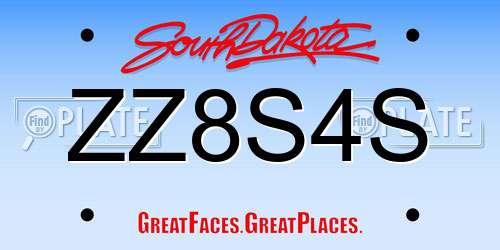 ZZ8S4S South Dakota License Plate