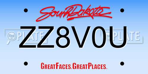 ZZ8V0U South Dakota License Plate
