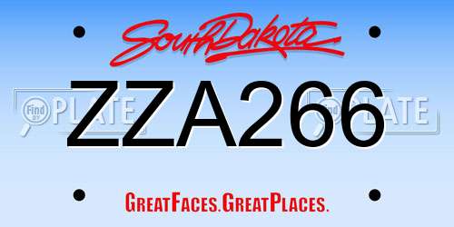 ZZA266 South Dakota License Plate
