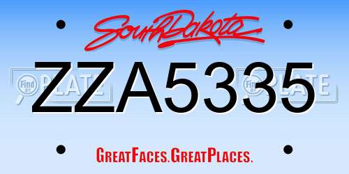 ZZA5335 South Dakota License Plate
