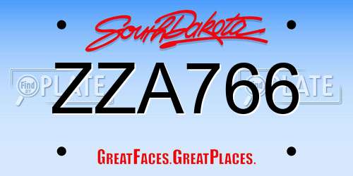 ZZA766 South Dakota License Plate