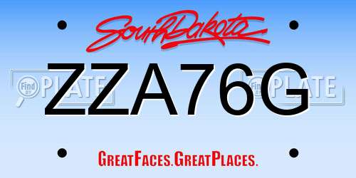 ZZA76G South Dakota License Plate