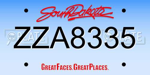 ZZA8335 South Dakota License Plate