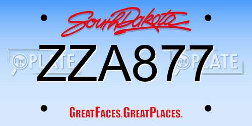 ZZA877 South Dakota License Plate