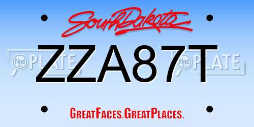 ZZA87T South Dakota License Plate