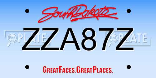 ZZA87Z South Dakota License Plate