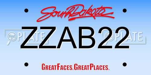 ZZAB22 South Dakota License Plate