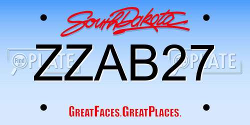 ZZAB27 South Dakota License Plate