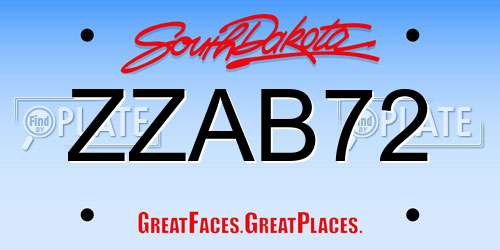 ZZAB72 South Dakota License Plate