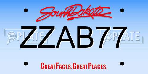 ZZAB77 South Dakota License Plate