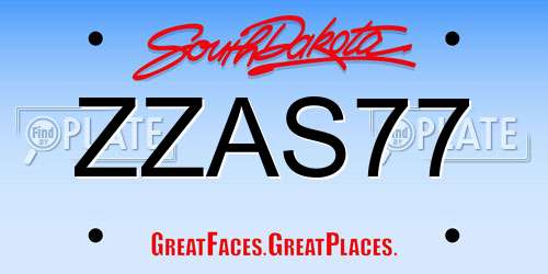 ZZAS77 South Dakota License Plate