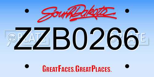 ZZB0266 South Dakota License Plate