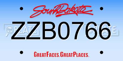 ZZB0766 South Dakota License Plate