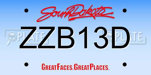 ZZB13D South Dakota License Plate