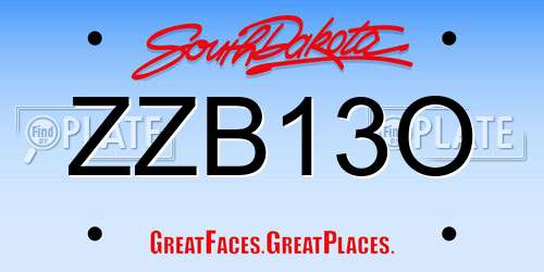 ZZB13O South Dakota License Plate