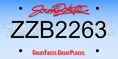ZZB2263 South Dakota License Plate