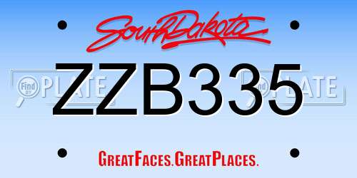 ZZB335 South Dakota License Plate