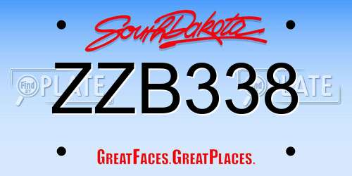 ZZB338 South Dakota License Plate