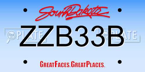 ZZB33B South Dakota License Plate
