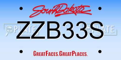 ZZB33S South Dakota License Plate