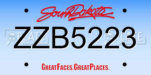ZZB5223 South Dakota License Plate