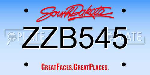 ZZB545 South Dakota License Plate