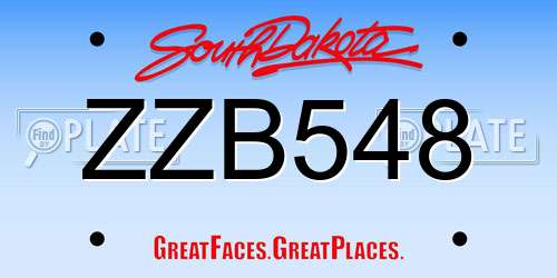 ZZB548 South Dakota License Plate