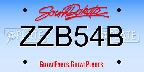 ZZB54B South Dakota License Plate